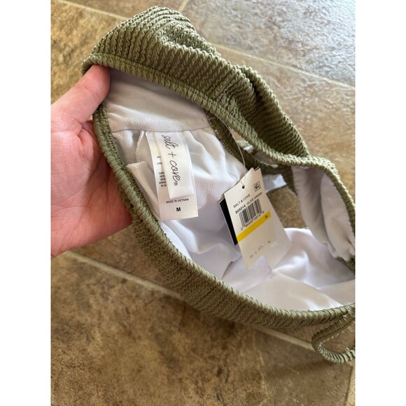 Salt + Cove One Shoulder Ribbed Bikini Top Olive Green Size Small - Picture 8 of 8